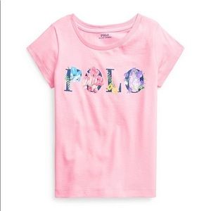 🆕 Ralph Lauren Toddler Girls Floral-Logo Jersey T-shirt